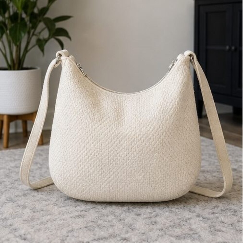 Cream Woven Crossbody Bag